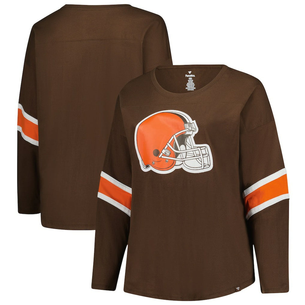 NFL Cleveland Browns Women's Plus Size Redzone 3/4-Sleeve Scoop Neck T-Shirt