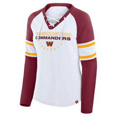 NFL Washington Commanders Women's Plus Size Redzone Lace Up Long Sleeve T-Shirt