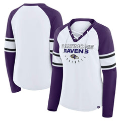 NFL Baltimore Ravens Women's Plus Size Redzone Lace Up Long Sleeve T-Shirt
