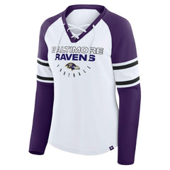 NFL Baltimore Ravens Women's Plus Size Redzone Lace Up Long Sleeve T-Shirt