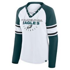 NFL Philadelphia Eagles Women's Plus Size Redzone Lace Up Long Sleeve T-Shirt