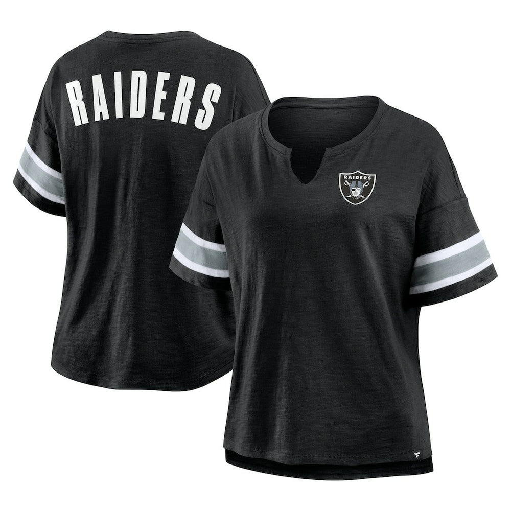 NFL Las Vegas Raiders Women's Plus Size Redzone Notch Neck T-Shirt