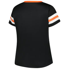 NFL Cincinnati Bengals Women's Plus Size Red Zone Athena Lace-Up V-Notch Neck T-Shirt