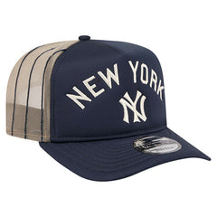 New York Yankees Vintage Arched Foam Front 9FIFTY A-Frame Adjustable Trucker Hat - Navy | New Era