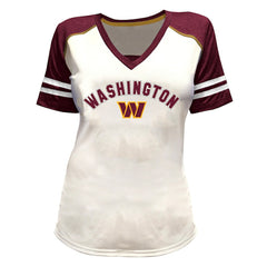 NFL Washington Commanders Jayden Daniels Women's Plus Size Bling V-Neck T-Shirt