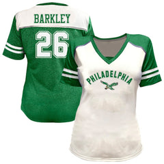 NFL Philadelphia Eagles Saquon Barkley Women's Plus Size Bling V-Neck T-Shirt