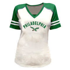 NFL Philadelphia Eagles Saquon Barkley Women's Plus Size Bling V-Neck T-Shirt