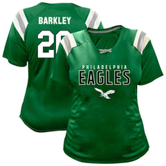 NFL Philadelphia Eagles Saquon Barkley Women's Plus Size Name & Number Raglan Lace V-Neck T-Shirt