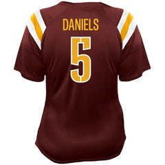 NFL Washington Commanders Jayden Daniels Women's Plus Size Name & Number Raglan Lace V-Neck T-Shirt