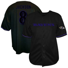 NFL Baltimore Ravens Lamar Jackson Big & Tall Baseball Button-Up Shirt