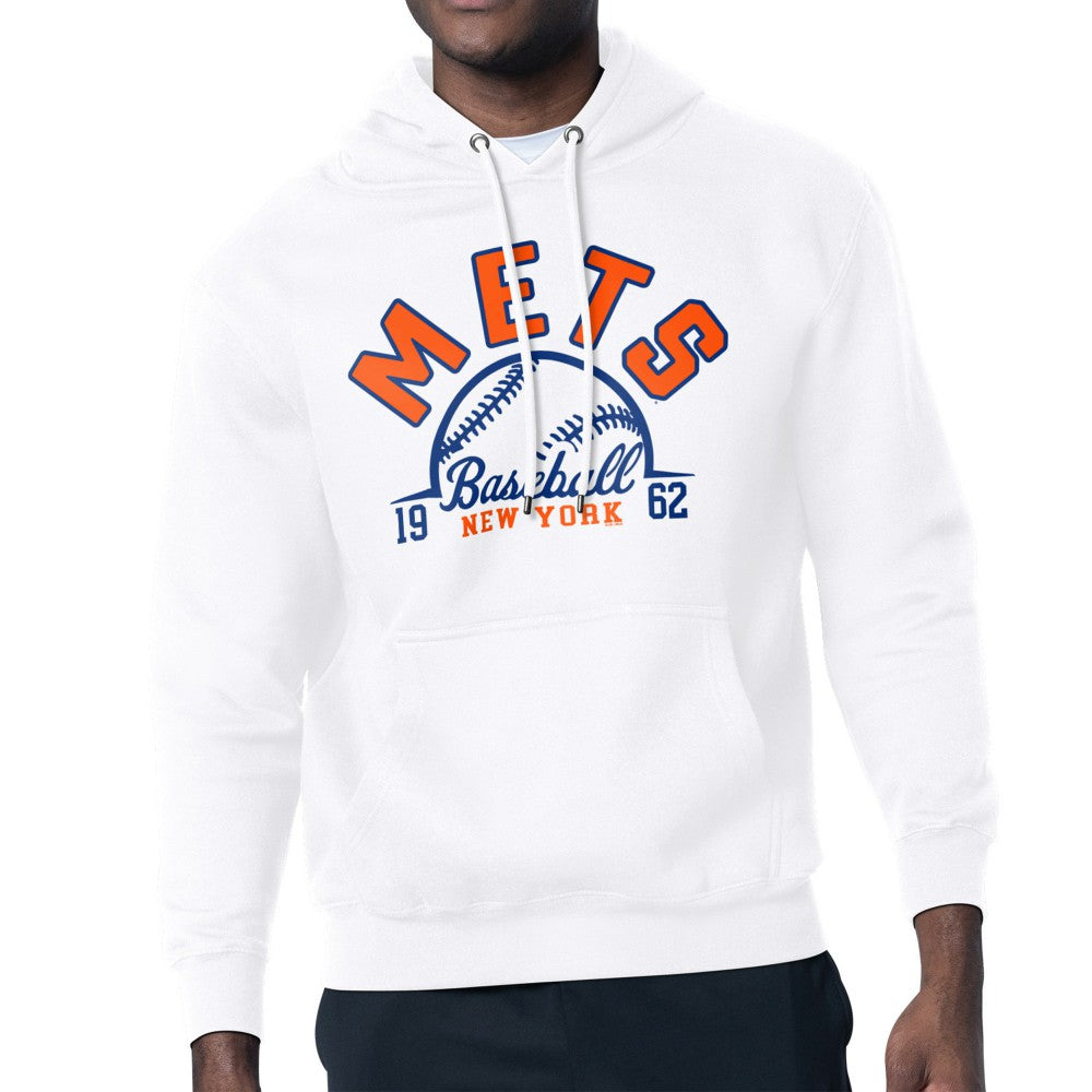 New York Mets Starter Half Ball Team Graphic Pullover Hoodie - White