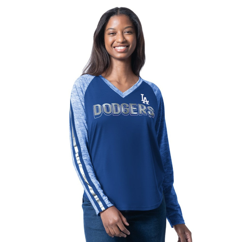Los Angeles Dodgers G-III 4Her by Carl Banks Women's Top Dog Raglan Long Sleeve V-Neck T-Shirt - Royal