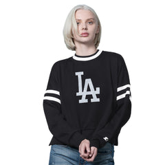 Los Angeles Dodgers Starter Women's Rally Cropped Drop Shoulder Crewneck Sweatshirt - Black