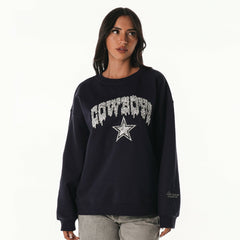 NFL Dallas Cowboys The Wild Collective Women's Rock Crystal Oversized Crewneck Sweatshirt