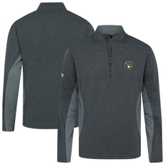 Milwaukee Brewers Levelwear Waffle Insignia 2.0 Quarter-Zip Pullover - Heather Black