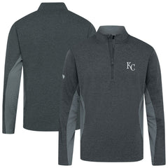 Kansas City Royals Levelwear Waffle Insignia 2.0 Quarter-Zip Pullover - Heather Black
