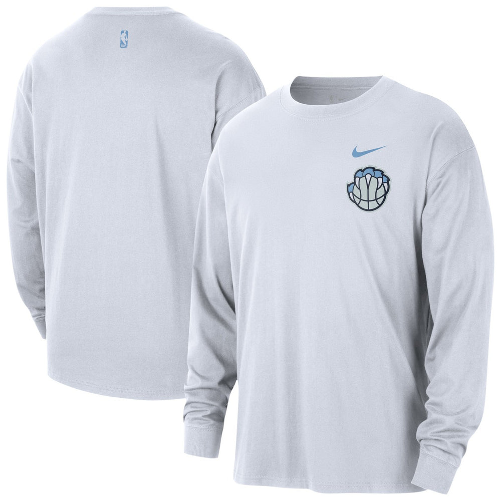 Memphis Grizzlies 2025/26 City Edition Remix Essential Logo Long Sleeve T-Shirt - White | Nike for sale