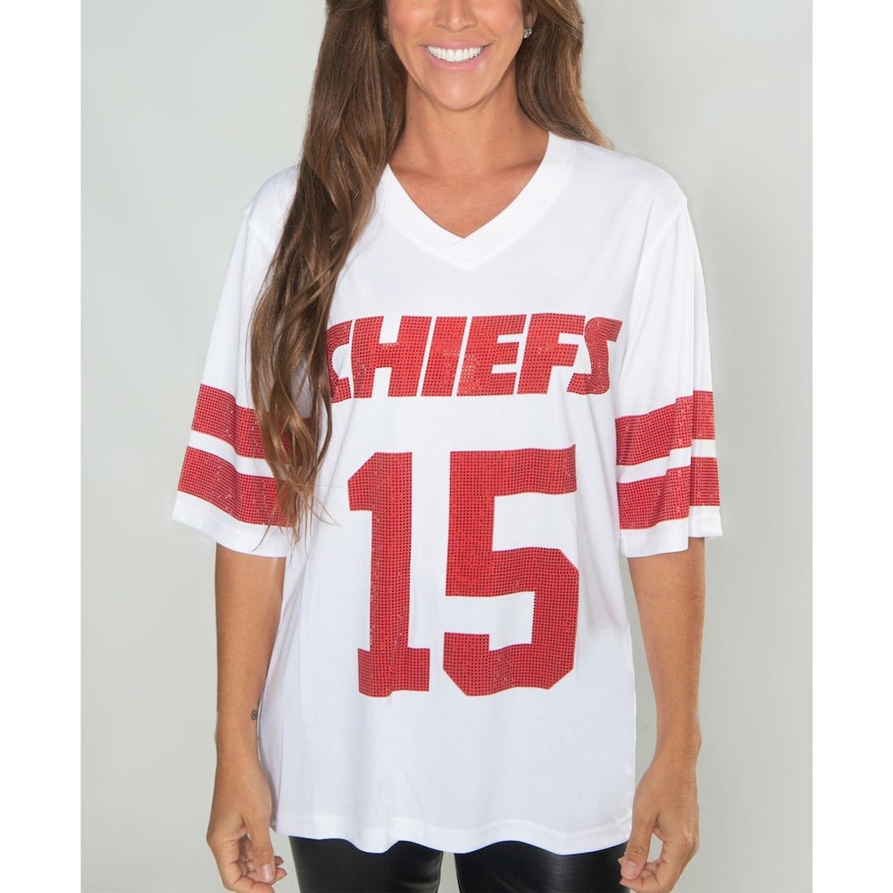 NFL Kansas City Chiefs Cuce Women's Crystal V-Neck Tunic