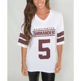 NFL Washington Commanders Jayden Daniels Cuce Women's Crystal V-Neck Tunic