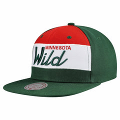 Minnesota Wild Mitchell & Ness Retro Script Colorblock Snapback Hat