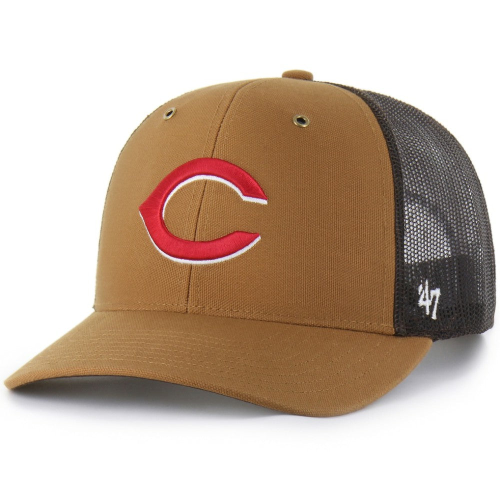 Cincinnati Reds Carhartt x Trucker Adjustable Hat - Brown | 47 brand