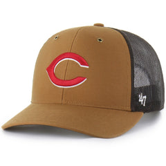 Cincinnati Reds Carhartt x Trucker Adjustable Hat - Brown | 47 brand