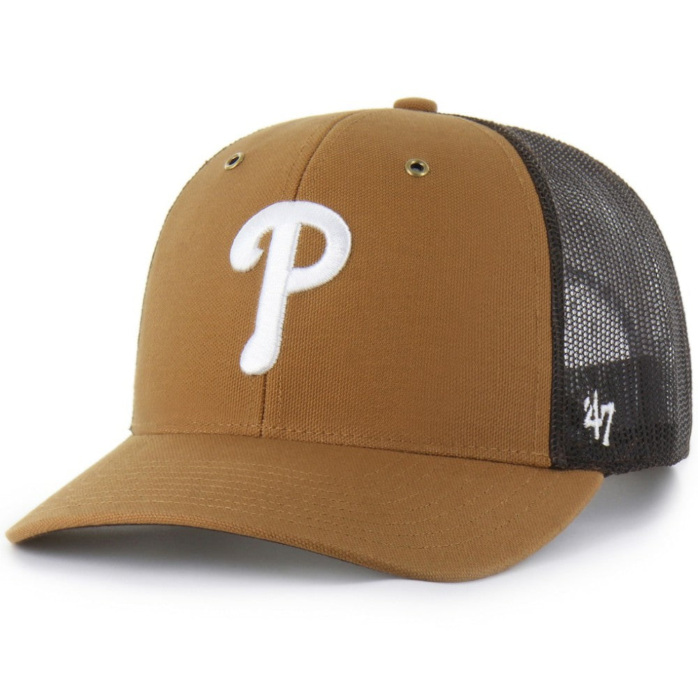 Philadelphia Phillies Carhartt x Trucker Adjustable Hat - Brown | 47 brand