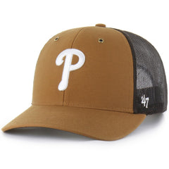 Philadelphia Phillies Carhartt x Trucker Adjustable Hat - Brown | 47 brand