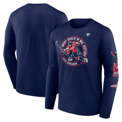 Alexander Ovechkin Washington Capitals Fanatics NHL All-Time Leading Goal Scorer Badges Long Sleeve T-Shirt