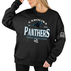 NFL Carolina Panthers Gameday Couture Women's Oversized Players Only Black Label Pullover Sweatshirt