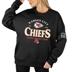 NFL Kansas City Chiefs Gameday Couture Women's Oversized Players Only Black Label Pullover Sweatshirt