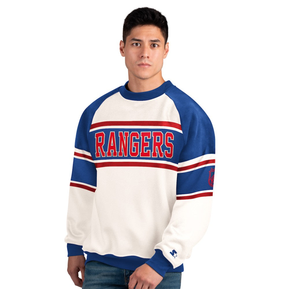New York Rangers Starter Male Adult Defense Fleece Crewneck Sweatshirt