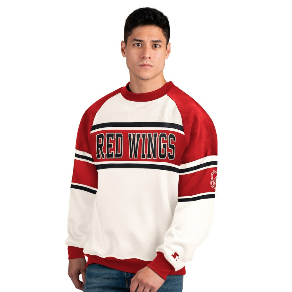 Detroit Red Wings Starter Male Adult Defense Fleece Crewneck Sweatshirt