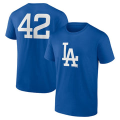 Los Angeles Dodgers Jackie Robinson Day Name & Number T-Shirt - Royal