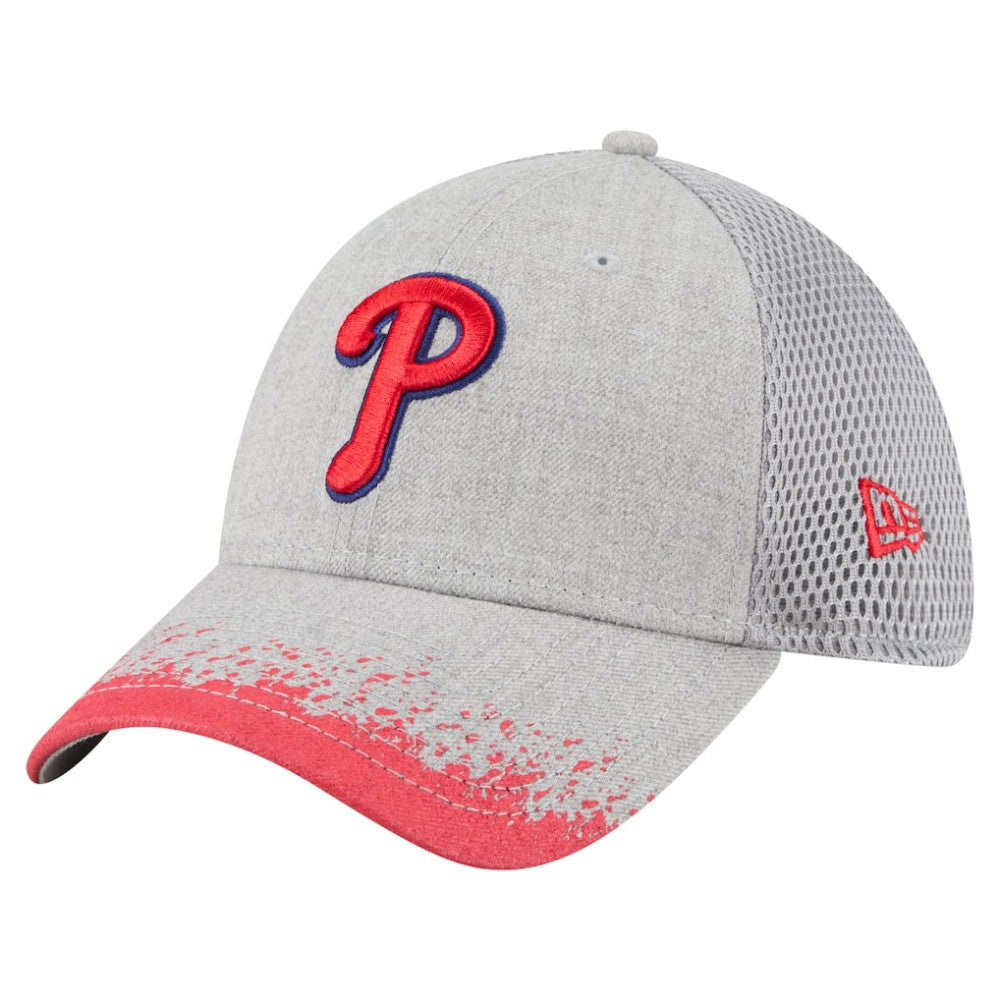 Philadelphia Phillies Visor Paint Splatter 39THIRTY Flex Hat - Gray | New Era