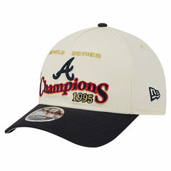 Atlanta Braves World Series 9FORTY M-Crown Adjustable Hat - Cream/Navy | New Era