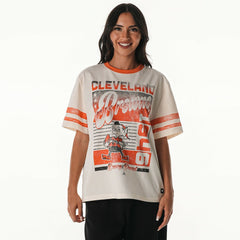 NFL Cleveland Browns The Wild Collective Women's Vintage Drop Shoulder Oversized Boyfriend T-Shirt