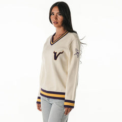 NFL Minnesota Vikings The Wild Collective Women's Jacquard V-Neck Sweater