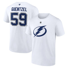 Jake Guentzel Tampa Bay Lightning Fanatics Authentic Stack Name & Number T-Shirt