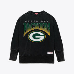 NFL Green Bay Packers Women's Delineate Mineral Wash Crewneck Sweatshirt