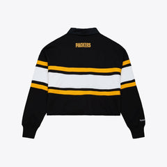 NFL Green Bay Packers Women's Cropped Long Sleeve Rugby Polo