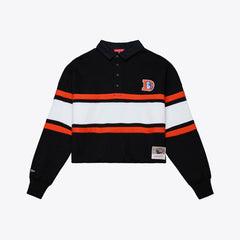 NFL Denver Broncos Women's Throwback Cropped Long Sleeve Rugby Polo