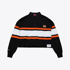 NFL Cincinnati Bengals Women's Cropped Long Sleeve Rugby Polo