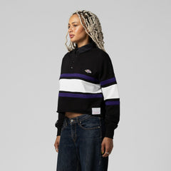 NFL Baltimore Ravens Women's Cropped Long Sleeve Rugby Polo