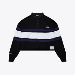 NFL Baltimore Ravens Women's Cropped Long Sleeve Rugby Polo