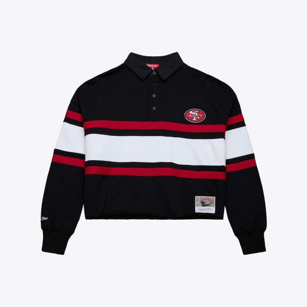 NFL San Francisco 49ers Women's Cropped Long Sleeve Rugby Polo