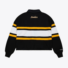NFL Pittsburgh Steelers Women's Cropped Long Sleeve Rugby Polo