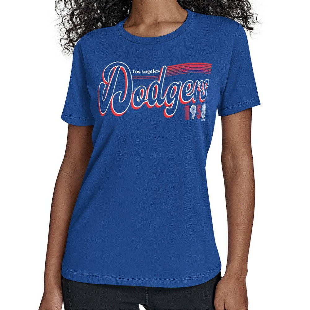 Los Angeles Dodgers Starter Women's Groovy Script Team Fitted T-Shirt - Royal