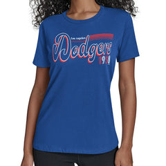 Los Angeles Dodgers Starter Women's Groovy Script Team Fitted T-Shirt - Royal