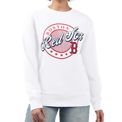 Boston Red Sox G-III 4Her by Carl Banks Women's Pinstripe Circle Team Fleece Pullover Sweatshirt - White